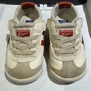 Onitsuka Tiger Kids Sneakers - Cream and Red Accents